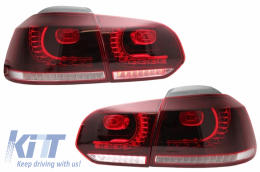 Задна Броня с изпускателна система, подходяща за VW Golf VI (2008-2013) R20 Дизайн Задни светлини Full LED Черешово черно (LHD и RHD) и Прагове-image-6051036