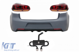 Задна Броня с изпускателна система и Задни светлини Full LED Turning Light Статично Червен дим подходящ за VW Golf VI (2008-2013) R20 Дизайн-image-6051167
