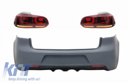 image-8-Задна Броня със Задни светлини Full LED, подходяща за VW Golf 6 VI (2008-2013) R20 Дизайн Red Череша с последователни Динамичен Въртящи се светлини (LHD и RHD)