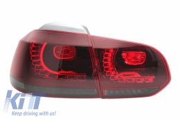 Задна Броня с изпускателна система и Задни светлини Full LED , подходящи за VW Golf 6 VI (2008-2013) R20 Дизайн Red Череша с последователни Динамичен Въртящи се светлини (LHD и RHD)-image-6051241