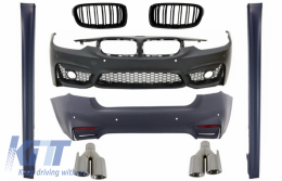 image-48-Комплект за тяло, подходящ за BMW Серия 3 F30 Non LCI & LCI (2011-2018) със Прагове , Накрайници за ауспух и централни Решетки M3 Sport EVO Дизайн
