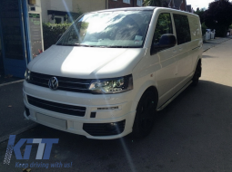 Добавка Спойлер на Предна Броня с LED DRL, подходящ за VW Transporter Multivan Caravelle T5 T5.1 Facelift (2010-2015) и Sportline Дизайн на Предна Решетка без емблема-image-6051945