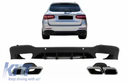 Задна дифузьор, подходящ за Mercedes GLC X253 SUV (2015-07.2019) GLC63 Накрайници за ауспух Сребърен-image-6059536