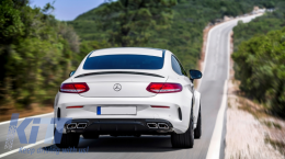 Дифузьор на Задна Броня , подходящ за Mercedes C-Class C205 A205 Купе Cabriolet (2014-2019) Facelift C63S Дизайн Сребърен Tips-image-6056375