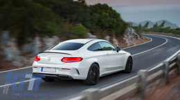 Дифузьор на Задна Броня , подходящ за Mercedes C-Class C205 A205 Купе Cabriolet (2014-2019) Facelift C63S Дизайн All Черен-image-6056373