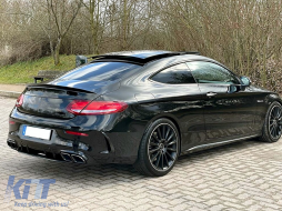 Дифузьор на Задна Броня , подходящ за Mercedes C-Class C205 A205 Купе Cabriolet (2014-2019) Facelift C63S Дизайн All Черен-image-6089310