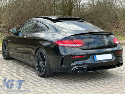 Дифузьор на Задна Броня , подходящ за Mercedes C-Class C205 A205 Купе Cabriolet (2014-2019) Facelift C63S Дизайн All Черен-image-6089311