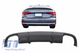 Дифузьор на Задна Броня , подходящ за AUDI A4 B9 8W Sedan/ Avant (2016-2018) S4 Дизайн For Standard Edition Сиво-image-6055075