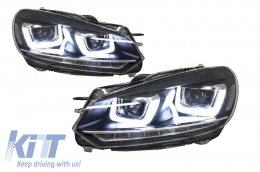 Пълен комплект за каросерия, подходящ за VW Golf VI 6 MK6 (2008-2013) R20 Дизайн с Фарове и Задни светлини Динамичен светлини за завиване Само RHD-image-6052359
