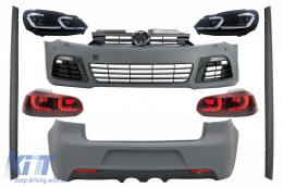 image-43-Пълен комплект за каросерия, подходящ за VW Golf VI 6 MK6 (2008-2013) R20 Дизайн с Динамичен последователно завиване на светлина дим Стъклена чаша