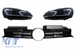 image-63-Предна Решетка Централна Решетка , подходяща за VW Golf VI (2008-2013) с LED Фарове , преливащи Динамичен последователни Въртящи се светлини R20 Дизайн