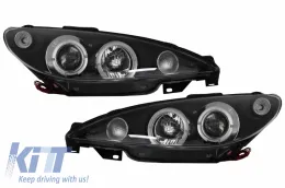 image-67-Headlights suitable for Peugeot 206 CC (2002-Up) Angel Eyes Black