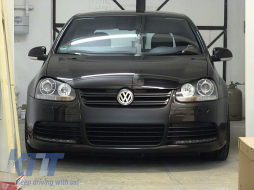 Предна Броня с Фарове подходяща за VW Golf V 5 (2003-2007) Jetta (2005-2010) TFSI R32 Look Черен Edition-image-6053889