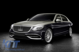 Предна Решетка подходяща за Mercedes S-Class W222 X222 (2014-2020) Вертикална Дизайн Хром-image-6057441