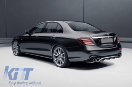 Задна дифузьор с накрайници за ауспух, подходящ за Mercedes E-Class W213 Спортна линия (2016-2019) E53 Дизайн Сребърен Edition-image-6057259