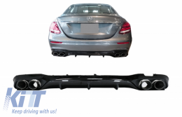 Задна дифузьор с накрайници за ауспух, подходящ за Mercedes E-Class W213 (2016-2019) E53 Дизайн Нощен пакет-image-6057792