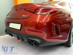 Задна дифузьор с Черен накрайници на ауспуха, подходящ за Mercedes CLS-Class C257 (2018+) CLS53 Дизайн Нощен пакет-image-6090097