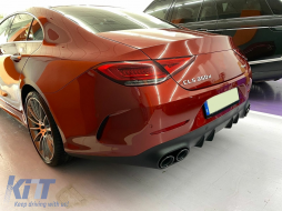 Задна дифузьор с Черен накрайници на ауспуха, подходящ за Mercedes CLS-Class C257 (2018+) CLS53 Дизайн Нощен пакет-image-6090098