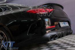 Задна дифузьор с Черен накрайници на ауспуха, подходящ за Mercedes CLS-Class C257 (2018+) CLS53 Дизайн Нощен пакет-image-6095259