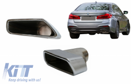 Накрайници за ауспух подходящи за BMW 5 Series G30 G31 (2017-up) F10 F11 (2010-2014) F10 F11 LCI (2015-2017) 6 Series G32 (2017-up) M-Tech Спорт Дизайн Хром-image-6058060