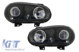 Предна Броня с Фарове Черен подходяща за VW Golf IV 4 MK4 (10.1997-09.2003) R32 Look-image-6054671
