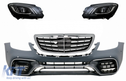image-4-Предна Броня с Централна решетка и Фарове Full LED OEM подходящи за MERCEDES S-Class W222 Facelift (2013-) S63 Дизайн