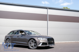 Предна Броня, подходяща за Audi A6 4G Facelift (2015-2018) с Дефузьор за задна броня и накрайници за ауспух RS6 Дизайн Черен само S-Line Броня-image-6071801
