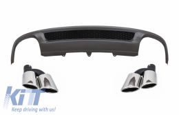 image-74-Въздушен дифузьор на Задна Броня , подходящ за Audi A4 B8 Facelift Лимузина/ Avant (2012-2015) с Накрайници за ауспух Задни тръби S-Line Дизайн само стандартна Броня