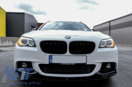 Спойлер на Предна Броня с Калъфи за огледала , подходящи за BMW 5 Series F10 F11 Sedan Touring (2015-2017) M-Performance Piano Black-image-6062430