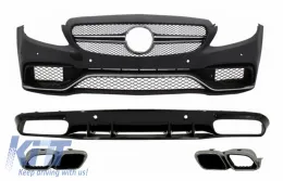 image-0-Дифузьор на Предна Броня и Задна Броня подходящ за Mercedes C-Class C205 A205 Купе Cabriolet (2014-2019) C63S Дизайн Сребърен Tips