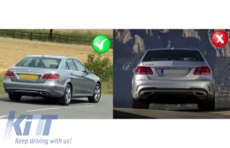Задна дифузьор с Накрайници за ауспух Черен , подходящ само за Mercedes E-Class W212 Facelift (2013-2016) Стандартна Броня-image-6057934