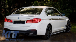 Дефузьор за задна броня с Накрайници за ауспух, подходящи за BMW 5 Series G30 G31 Лимузина Touring (2017-up) M Performance Дизайн Хром и Piano Black-image-6058077