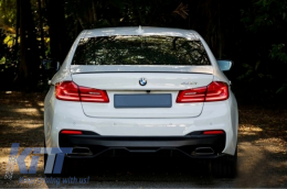 Дефузьор за задна броня с Накрайници за ауспух, подходящи за BMW 5 Series G30 G31 Лимузина Touring (2017-up) M Performance Дизайн Черен-image-6058099