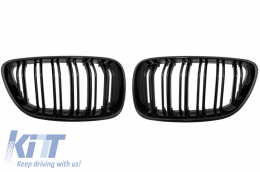 Централни решетки, подходящи за BMW 2 Series F22 F23 F87 (2014-up) М дизайн с двойна лента Piano Black-image-6059348