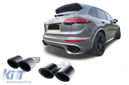 Накрайници за ауспух подходящи за Porsche Cayenne 92A Facelift (10/2014-2017) GTS Дизайн Piano Black-image-6060747