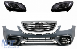 image-64-Предна Броня с Централна решетка и Фарове Full LED подходящи за Mercedes S-Class W222 (2013-06.2017) S63 Дизайн