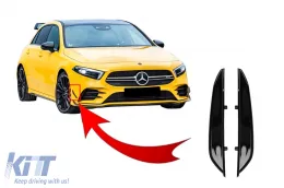image-15-Капаци на Предна Броня, странични перки, подходящи за Mercedes A-Class W177 V177 (04.2018-up) A35 Дизайн Черен Edition