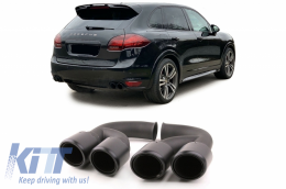 Накрайници за ауспух подходящи за Porsche Cayenne 92A V6 V8 Diesel (05.2010-09.2014) GTS Дизайн Матово черно-image-6060764