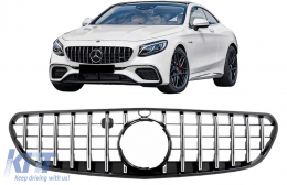 Централна решетка подходяща за Mercedes S-Class Купе C217 (2014-2017) Кабрио A217 (2015-2017) GT-R Panamericana Дизайн Хром-image-6093249