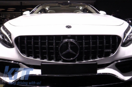 Централна решетка подходяща за Mercedes S-CLASS Купе C217 (2014-2017) Кабрио A217 (2015-2017) GT-R Panamericana Дизайн Черен-image-6064367