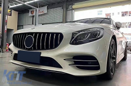 Централна решетка, подходяща за Mercedes S-Class C217 Купе Facelift (2018-up) A217 Кабрио Facelift (2018-up) GT-R Panamericana Дизайн Черен-image-6114818