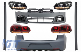 image-79-Пълен комплект за каросерия, подходящ за VW Golf VI 6 MK6 (2008-2013) R20 Дизайн с Фарове и Задни светлини Динамичен светлини за завиване