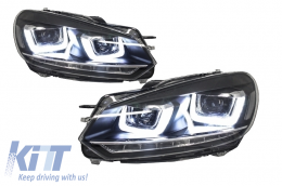 Пълен комплект за каросерия, подходящ за VW Golf VI 6 MK6 (2008-2013) R20 Дизайн с Фарове и Задни светлини Динамичен светлини за завиване-image-6062159