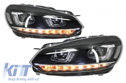 Пълен комплект за каросерия, подходящ за VW Golf VI 6 MK6 (2008-2013) R20 Дизайн с Фарове и Задни светлини Динамичен светлини за завиване-image-6062160