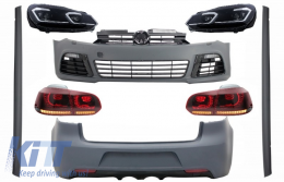 image-3-Пълен комплект за каросерия, подходящ за VW Golf VI 6 MK6 (2008-2013) R20 Дизайн с LED Фарове и Задни светлини Динамичен светлини за завиване