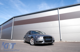 Предна Решетка без емблеми с Капаци за Халогени, подходящи за AUDI A4 B8 Facelift (2012-2015) RS Дизайн Медена пита Piano Black & PDC капаци-image-6087214
