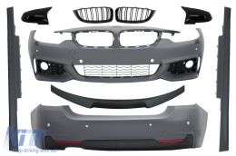 image-13-Пълен комплект за каросерия, подходящ за BMW Серия 4 F32 Купе (2013-нагоре) Спойлер на багажника с централни решетки и Калъфи за огледала Спорт Дизайн