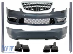 image-15-Комплект за тяло, подходящ за Mercedes S-Class W221 (2005-2011) S63 S65 Дизайн с Предна Решетка и Накрайници за ауспух