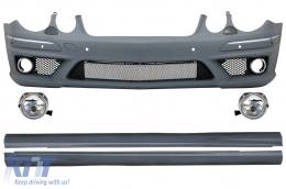 image-79-Предна Броня подходяща за Mercedes W211 E-Class Facelift (2006-2009) с Фарове за мъгла и Прагове