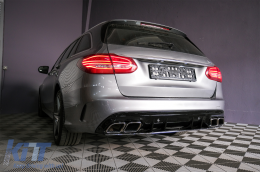 Предна Броня с дифузьор и Сребърен накрайници, подходяща за Mercedes C-Class W205 S205 AMG Спортна линия (2014-2020) C63S Дизайн-image-6085567